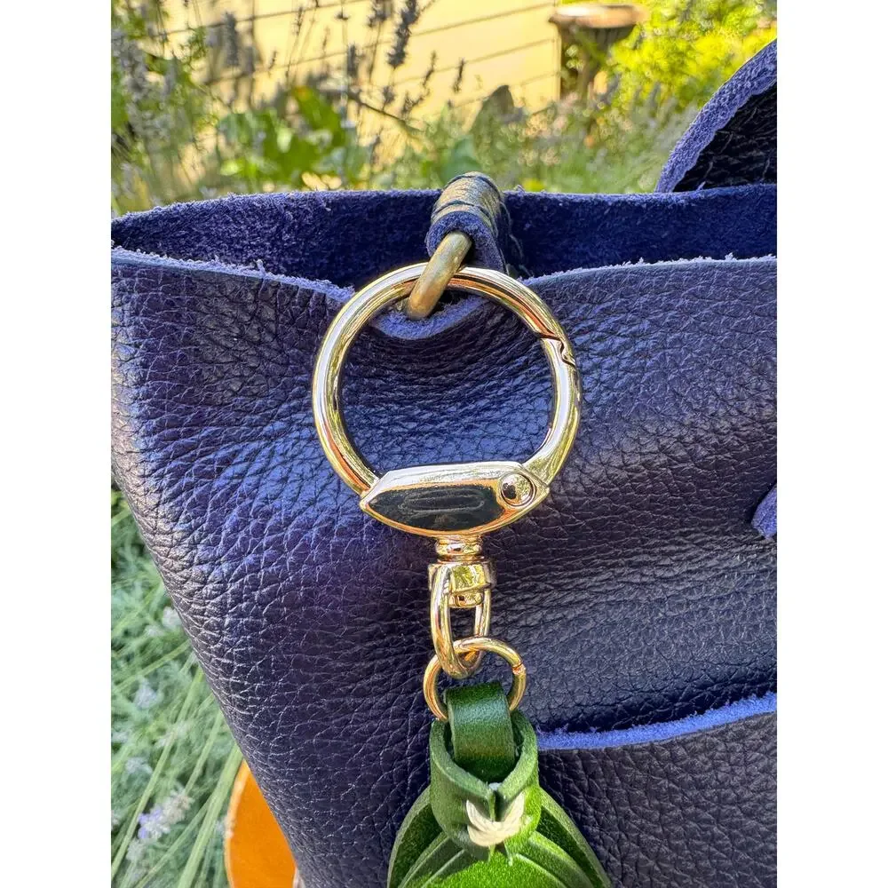 Genuine Leather Pink Tulip Bag Charm Tulip Spring Pink Flower Leather Charm